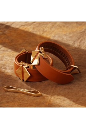 LOCKINK - Fuß- und Handfesseln Set - braun