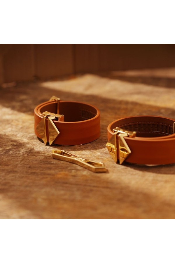 LOCKINK - Fuß- und Handfesseln Set - braun