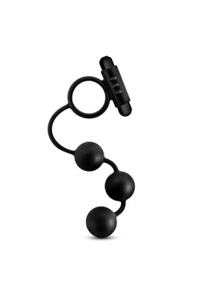 Anal Adventures Platinum - Analperlen mit vibrierendem Penisring