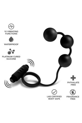 Anal Adventures Platinum - Analperlen mit vibrierendem Penisring