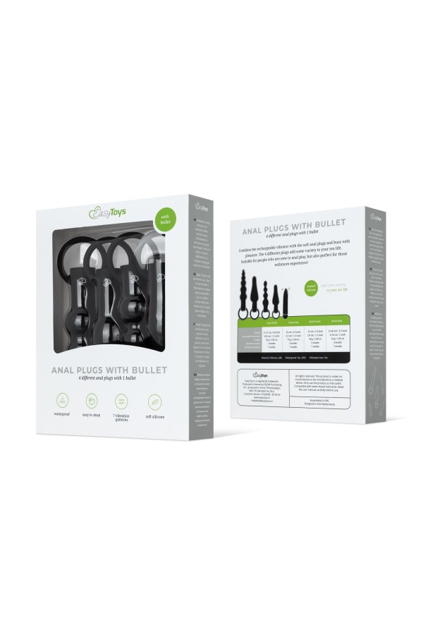 Anale Plugs mit Bullet-Vibrator - Schwarz