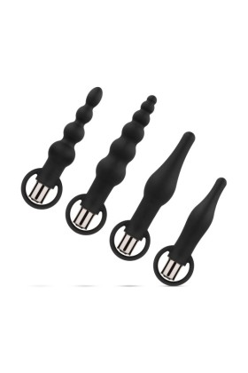 Anale Plugs mit Bullet-Vibrator - Schwarz