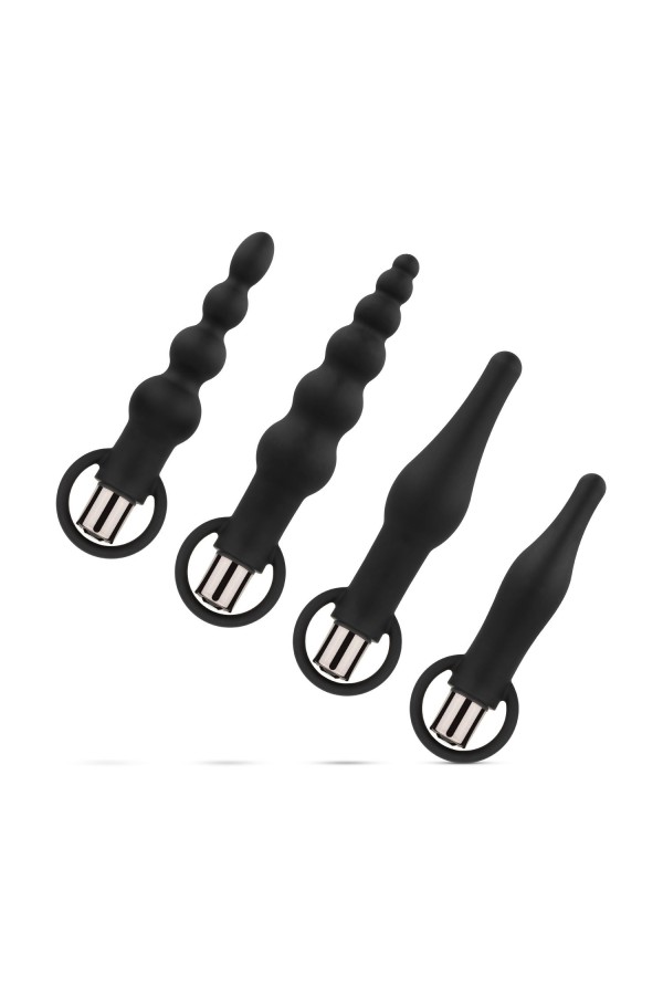 Anale Plugs mit Bullet-Vibrator - Schwarz