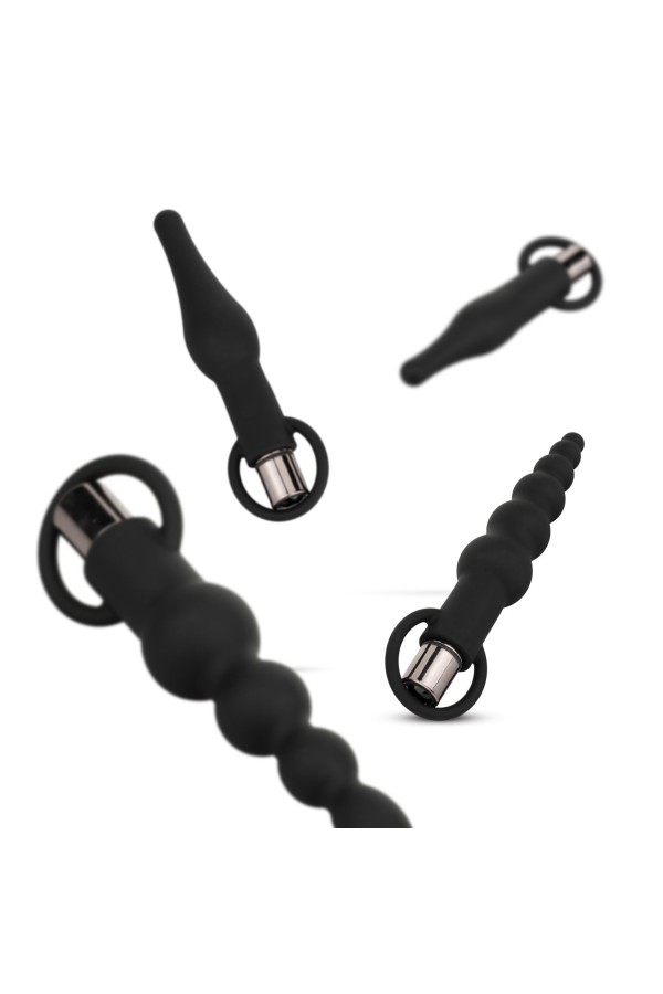 Anale Plugs mit Bullet-Vibrator - Schwarz