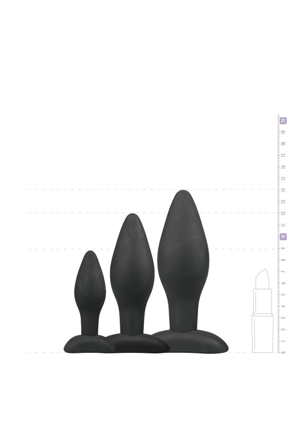 Schwarzes Analplug-Set aus Silikon