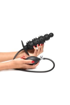 Gerippter aufblasbarer Analdildo - Schwarz