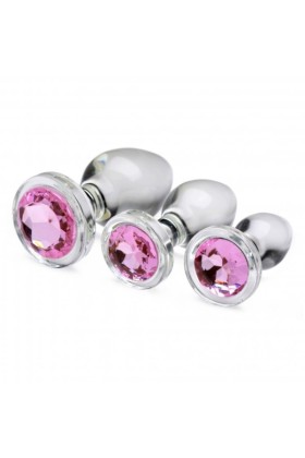 Pink Gem Analplugset aus Glas