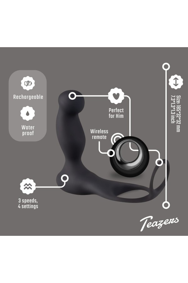 Teazers Penis- & Hodenring mit Prostatavibrator mit Fernbedienung