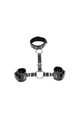Halsband mit Manschetten Fessel-Set - Schwarz