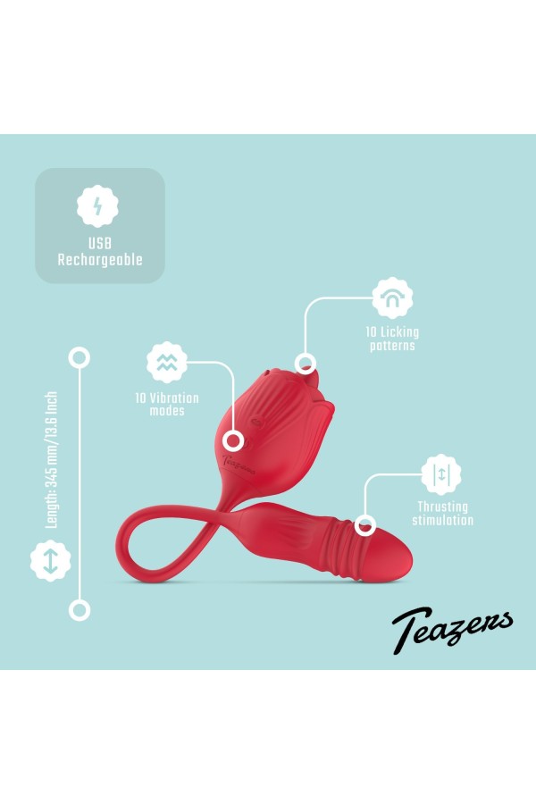 Teazers Rose Vibrator mit Stoßdildo