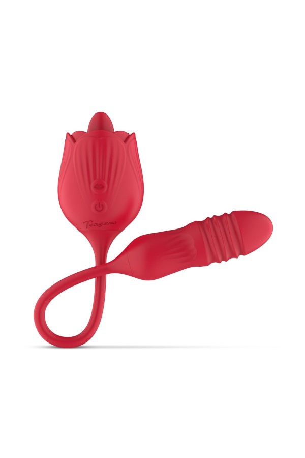 Teazers Rose Vibrator mit Stoßdildo