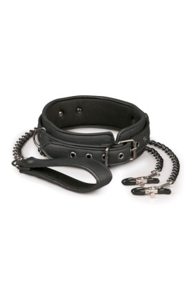 Lederhalsband mit Nippelketten