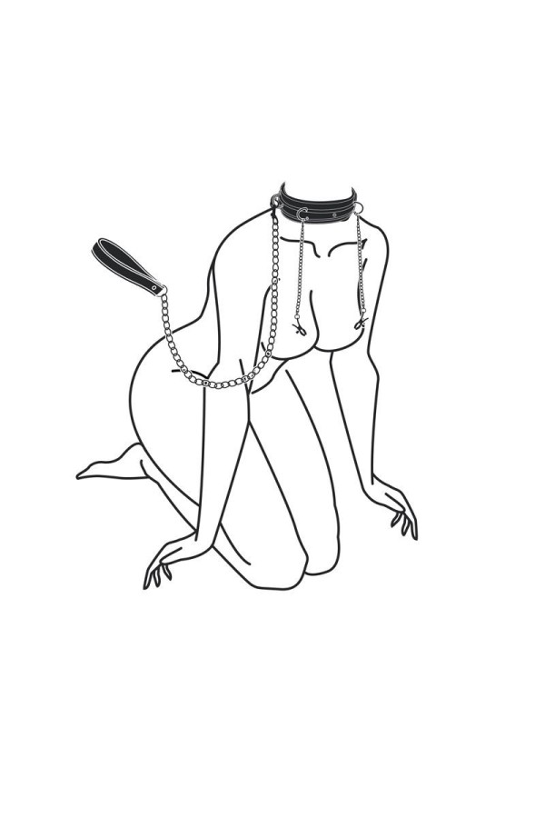 Lederhalsband mit Nippelketten