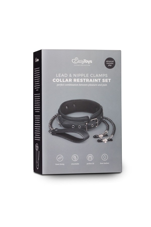 Lederhalsband mit Nippelketten