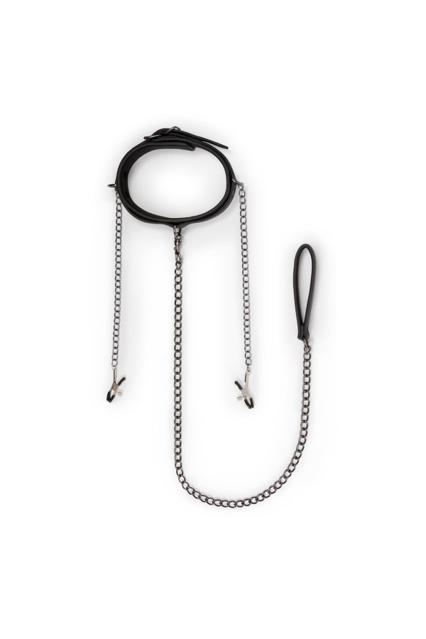 Lederhalsband mit Nippelketten