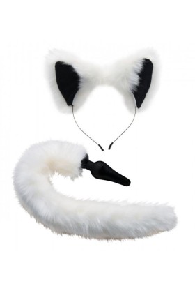 White Fox Set mit Schwanz und Ohren