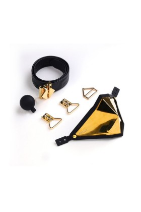 LOCKINK - Goldenes Punker Maulkorb-Knebel-Set