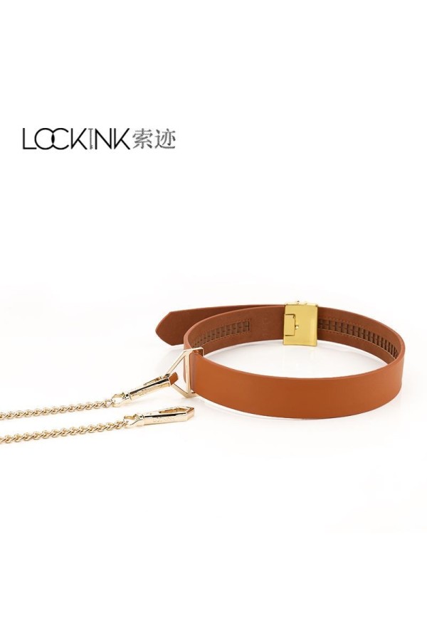 LOCKINK - Halsband mit Leine Set - braun