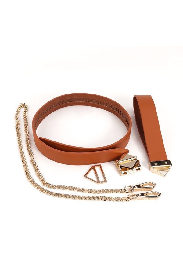 LOCKINK - Halsband mit Leine Set - braun