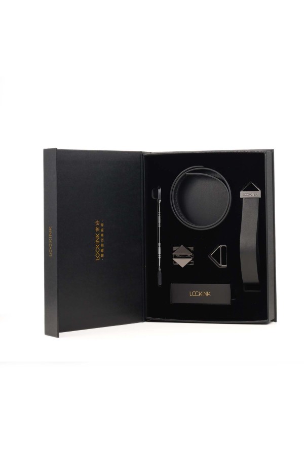 LOCKINK - Halsband mit Leine Set - schwarz