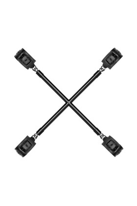 Hog Tie Kreuzstange mit Handschellen - Schwarz