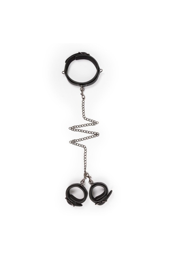 Lederhalsband mit Handgelenkmanschetten