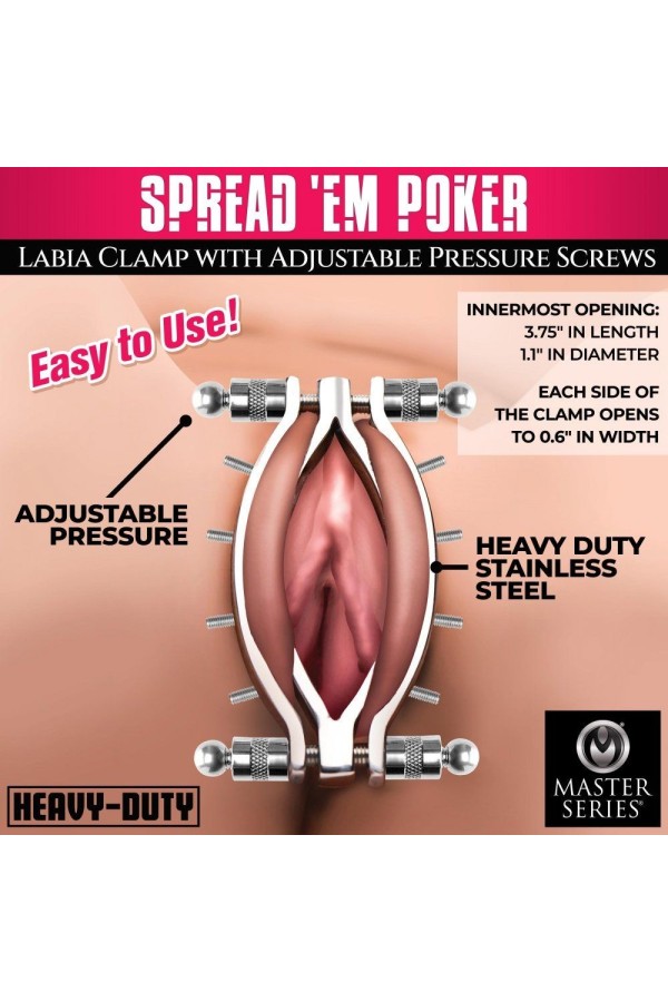 Spread 'Em Poker Vagina-Klammer mit verstellbaren Druckschrauben