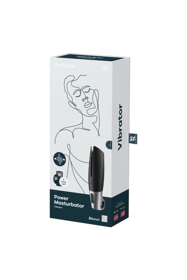 Satisfyer Power Masturbator plus Connect App - Schwarz/Silber