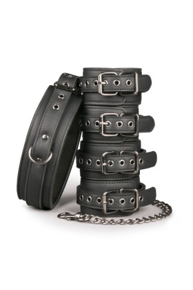Fetish set met halsband, enkelboeien en handboeien