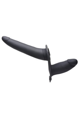 Power Pegger Doppelter Strap-On Vibrator - Schwarz