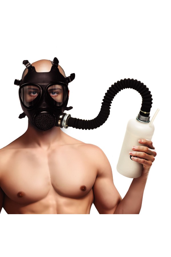 XR Brands - Inhalator-Gasmasken mit Flasche - Schwarz & Weiß
