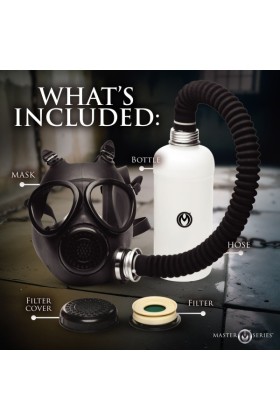 XR Brands - Inhalator-Gasmasken mit Flasche - Schwarz & Weiß