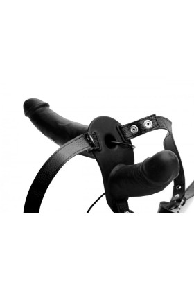 Power Pegger Doppel-Strap-On Vibrator - Schwarz