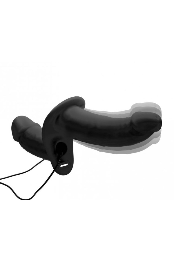 Power Pegger Doppel-Strap-On Vibrator - Schwarz