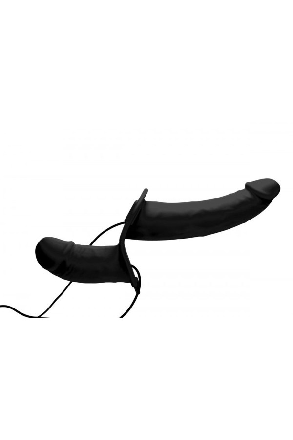 Power Pegger Doppel-Strap-On Vibrator - Schwarz