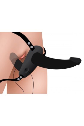 Power Pegger Doppel-Strap-On Vibrator - Schwarz