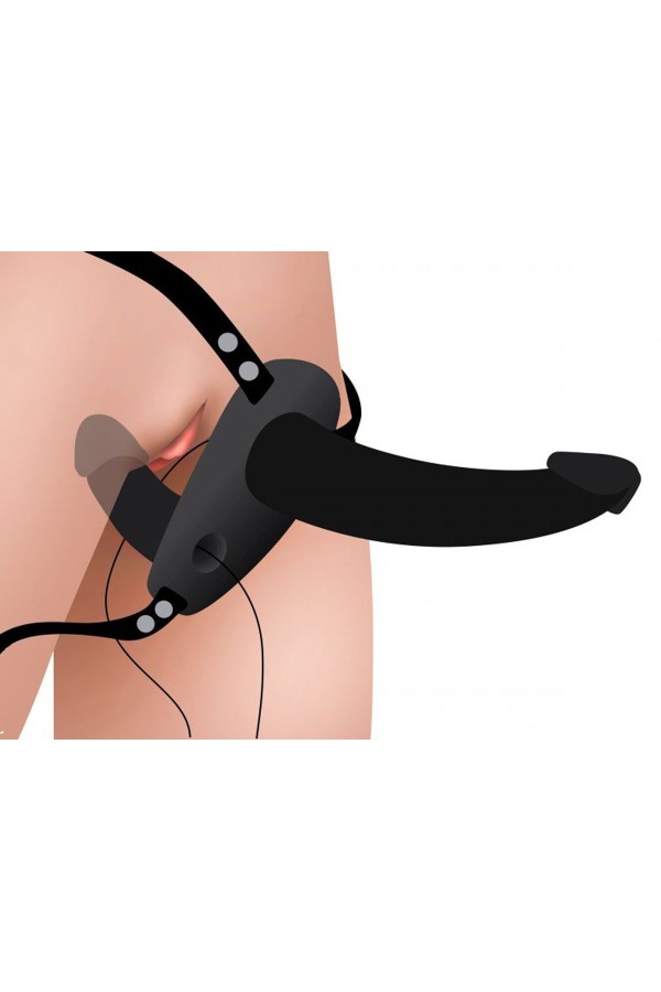 Power Pegger Doppel-Strap-On Vibrator - Schwarz
