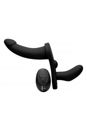 Double Take - Vibrierender Doppel-Umschnalldildo - Schwarz