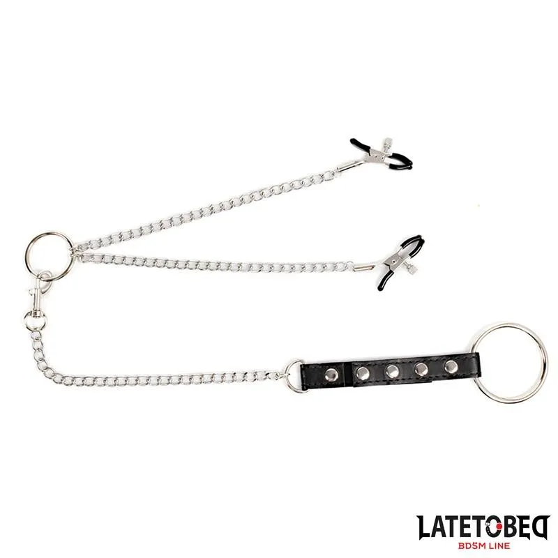 NIPPELKLEMMEN MIT PENISRING VON LATETOBED BDSM LINE 2