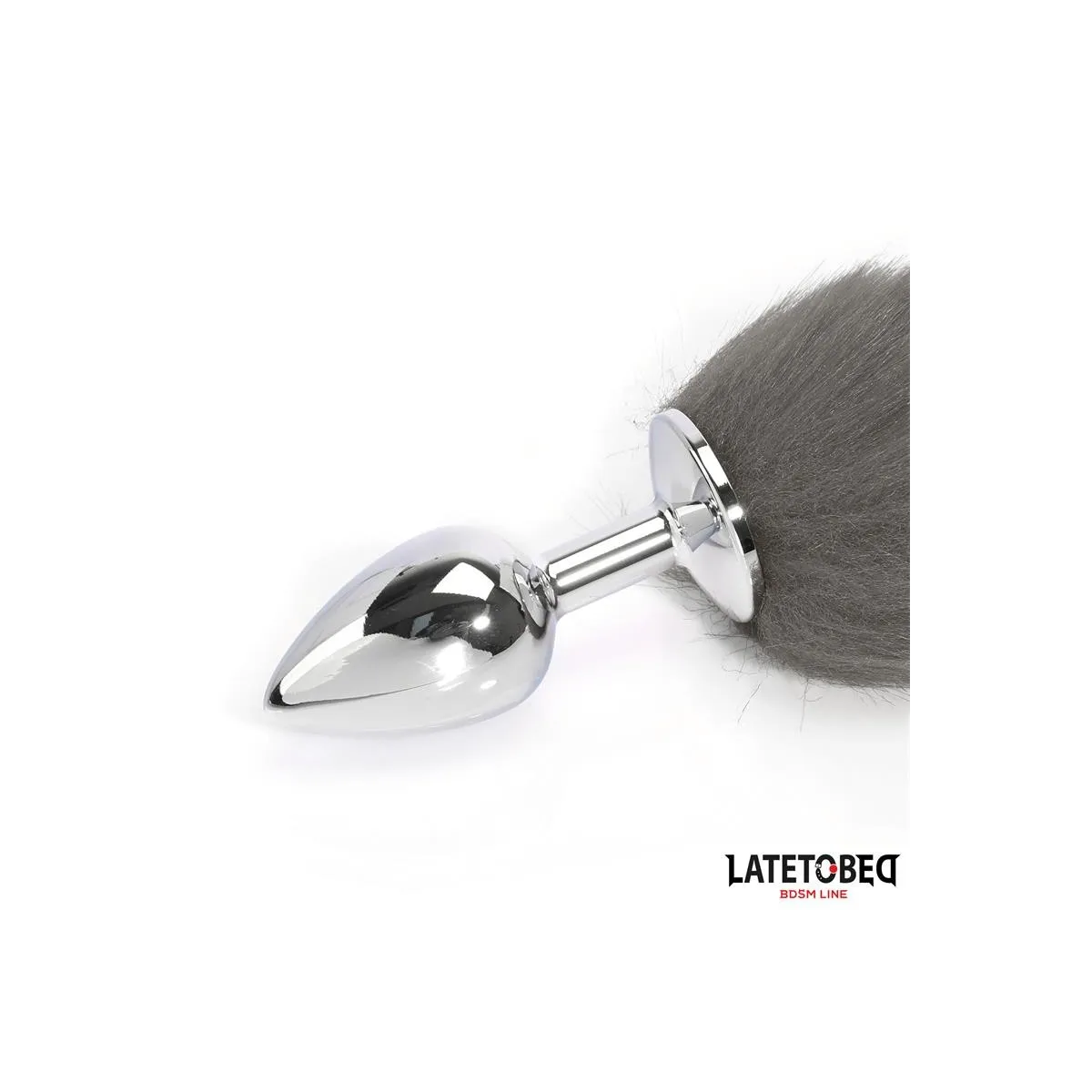 ANALPLUG MIT SCHWANZ GRAU UND WEISS 40 CM VON LATETOBED BDSM LINE