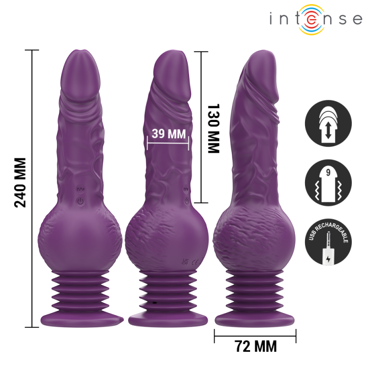 Tatum Multifunktionsvibrator mit Auf- und Abvibration 24 cm Lila von Intense Fun | Fesselliebe.de