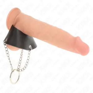 ♥ Penisring 4 cm Kette 7 cm Metall mit Ledergurte von Kink Ring Power ♥