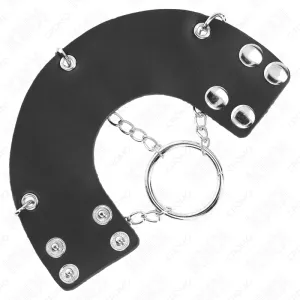 ♥ Penisring 4 cm Kette 7 cm Metall mit Ledergurte von Kink Ring Power ♥