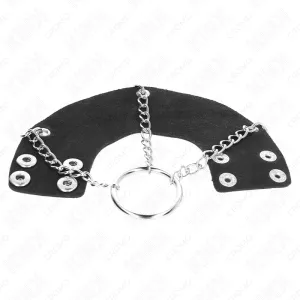♥ Penisring 4 cm Kette 7 cm Metall mit Ledergurte von Kink Ring Power ♥