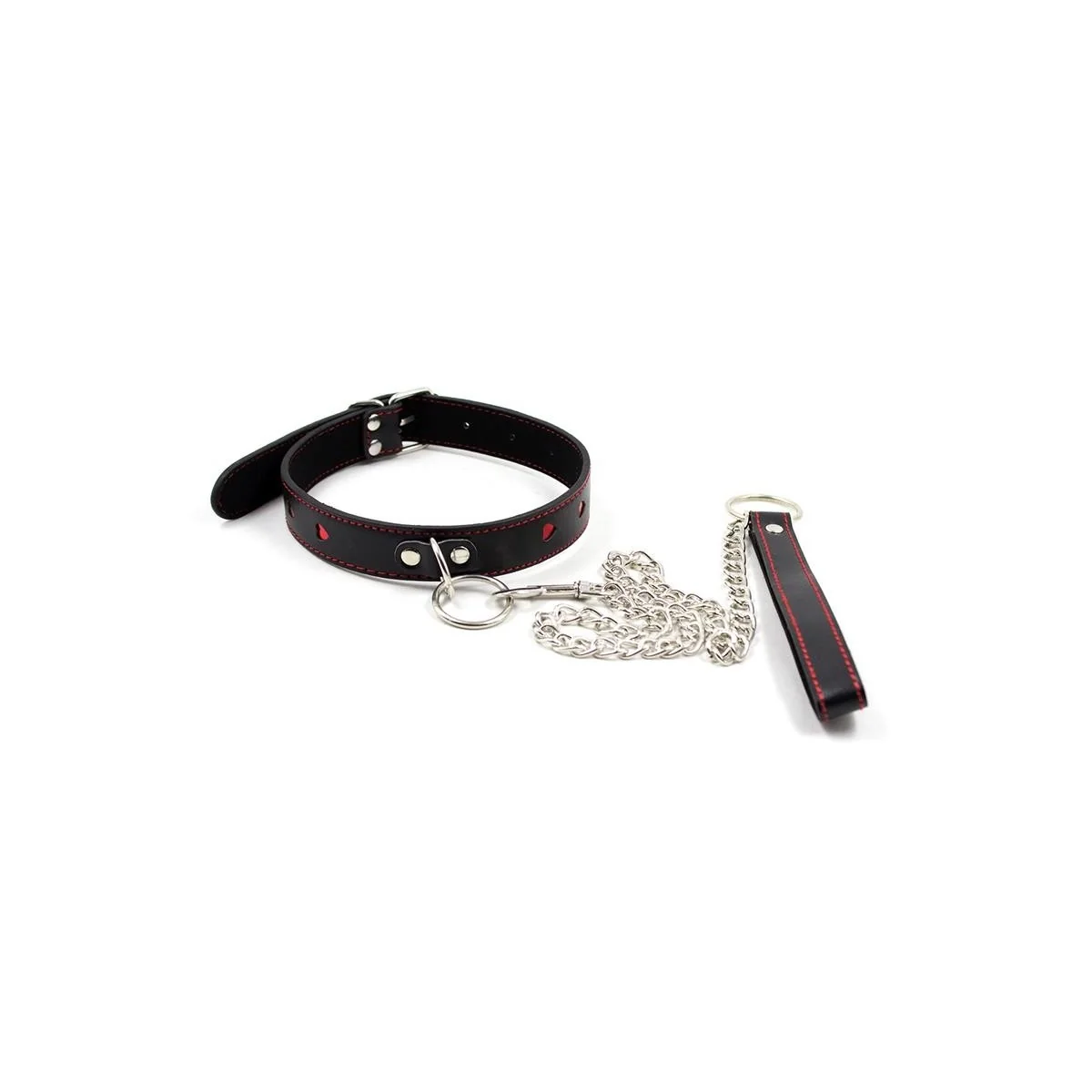 Halsband mit Metallleine Schwarz/Rot von Latetobed Bdsm Line kaufen | Fesselliebe