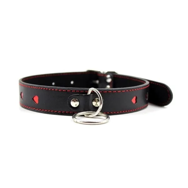 Halsband mit Metallleine Schwarz/Rot von Latetobed Bdsm Line kaufen | Fesselliebe