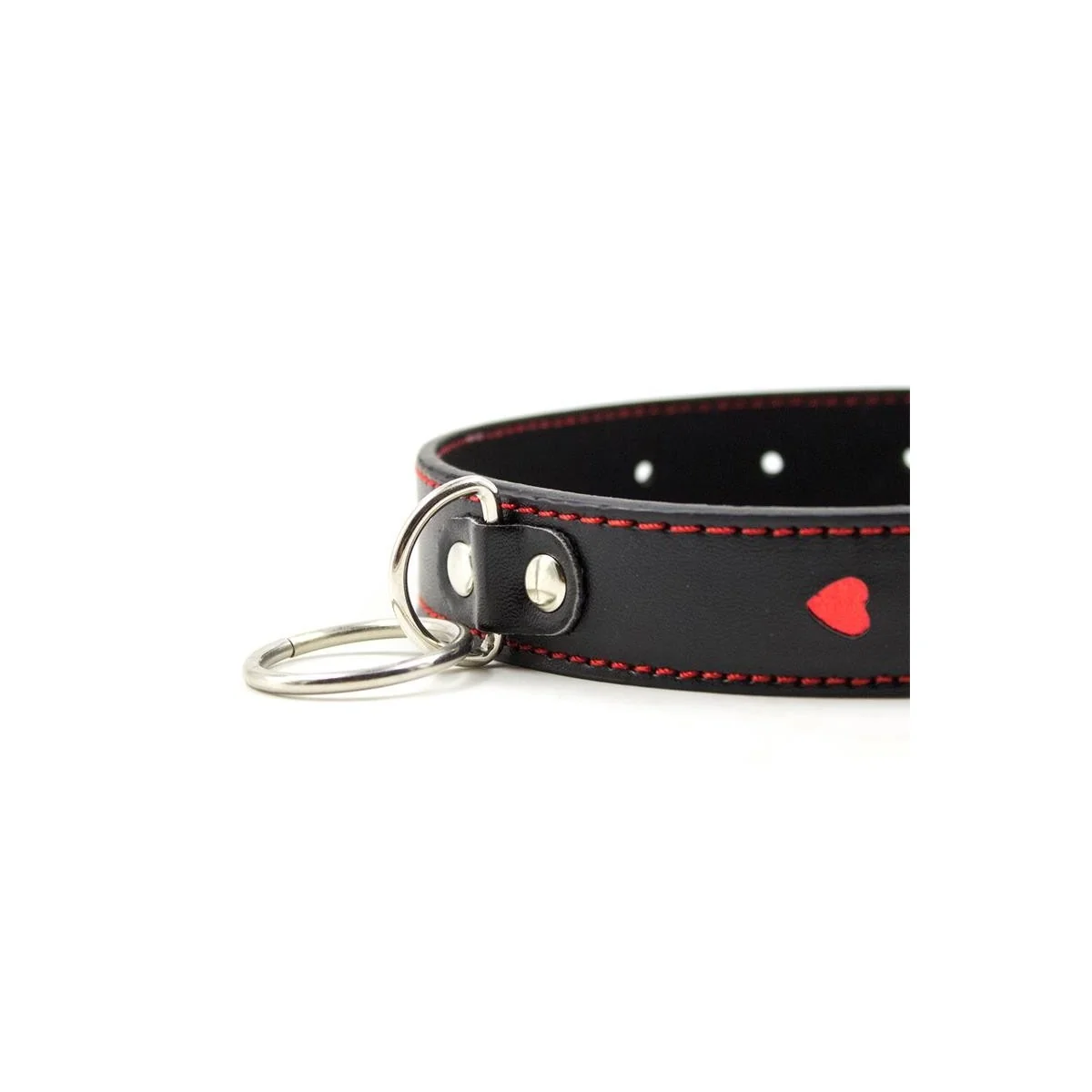 Halsband mit Metallleine Schwarz/Rot von Latetobed Bdsm Line kaufen | Fesselliebe