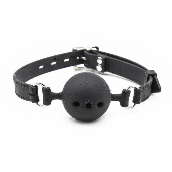 Atmungsaktive Ballknebel aus Silikon 4,5 cm Größe M Schwarz von Latetobed Bdsm Line kaufen | Fesselliebe
