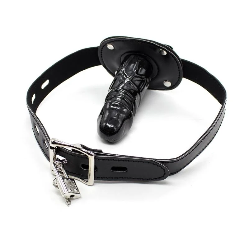 Verschließbarer langer Penis 10 cm Gag Ball Schwarz von Latetobed Bdsm Line kaufen | Fesselliebe 2