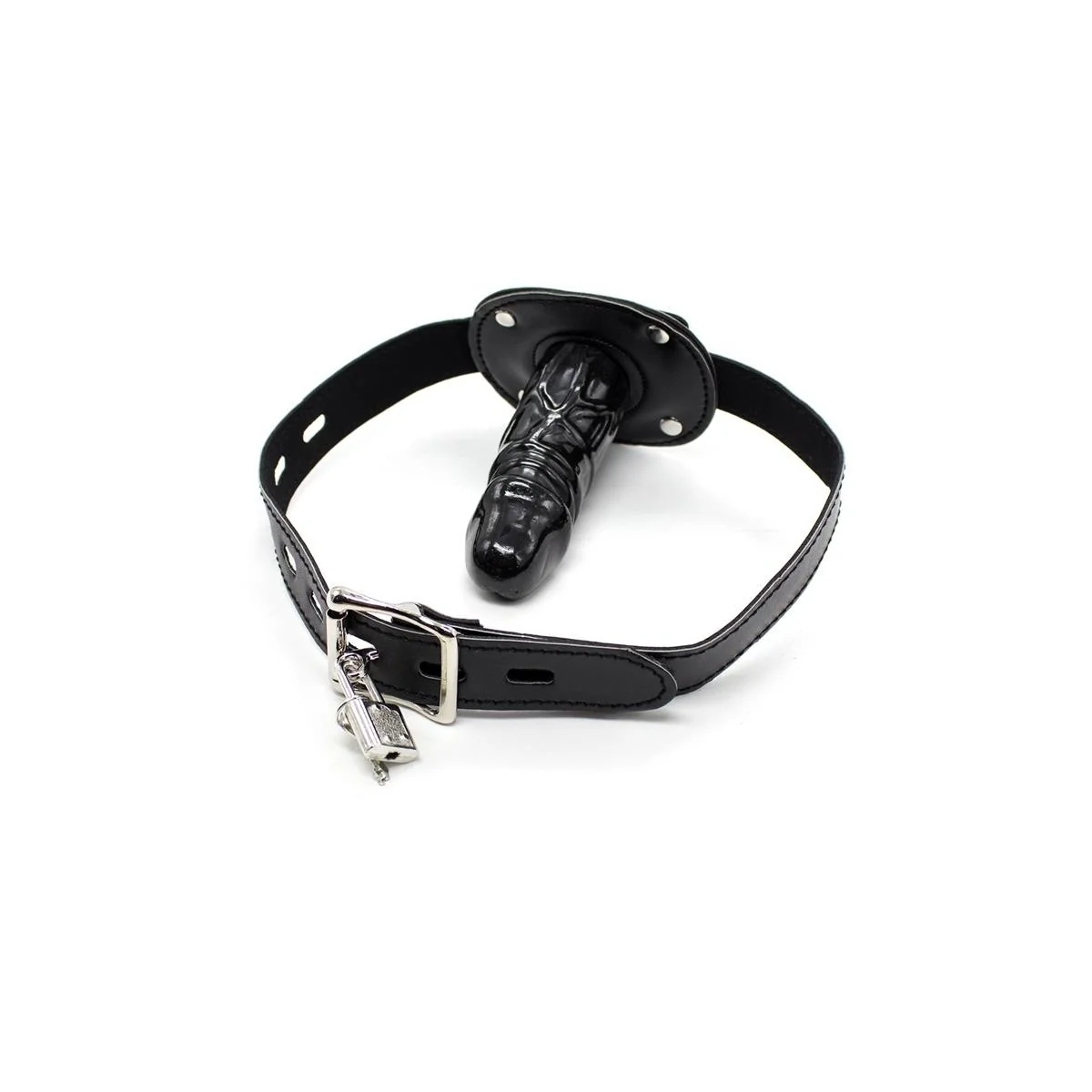 Verschließbarer langer Penis 10 cm Gag Ball Schwarz von Latetobed Bdsm Line kaufen | Fesselliebe